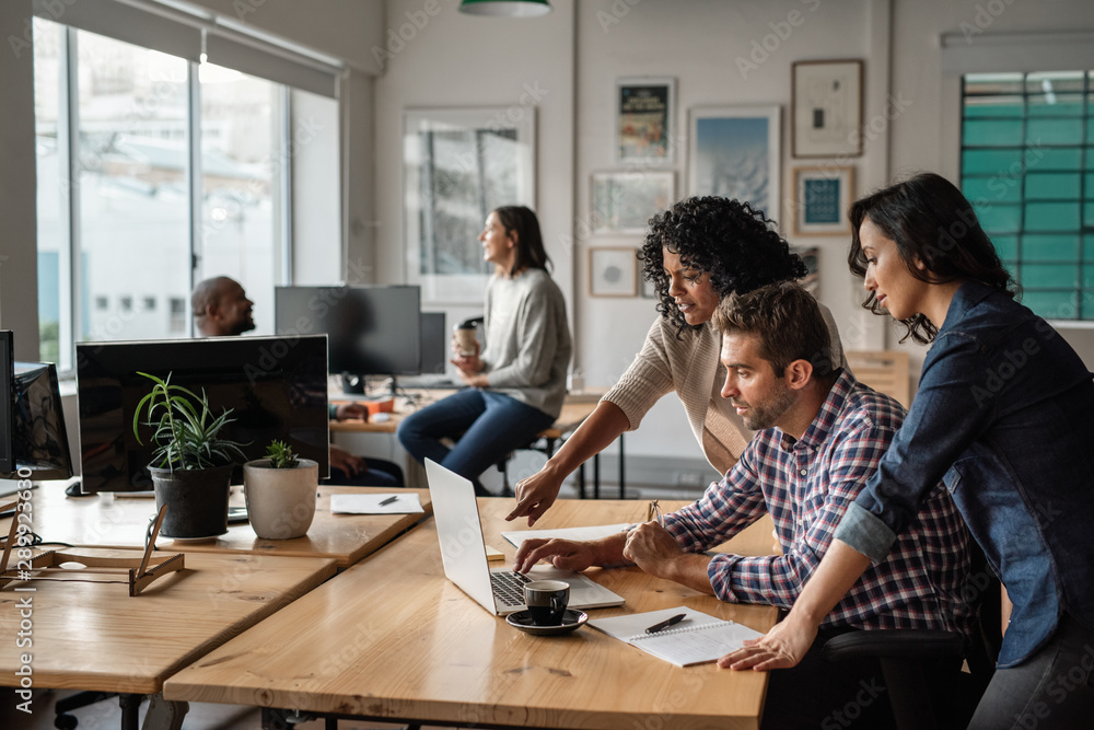 Team collaboration in modern office